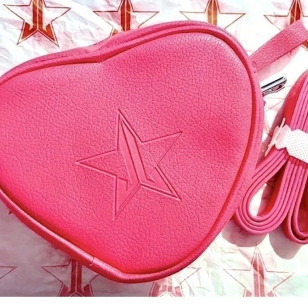 JEFFREE STAR BUNDLE! Tie Dye Hat + Pink Heart Crossbody Cosmetics Bag